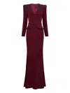 Jenny Packham Night Flowering Sequin-embellished V-neck Maxi Dress In Burgundy