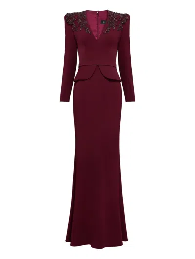 Jenny Packham Sequin-embellished V-neck Maxi Dress In Purple