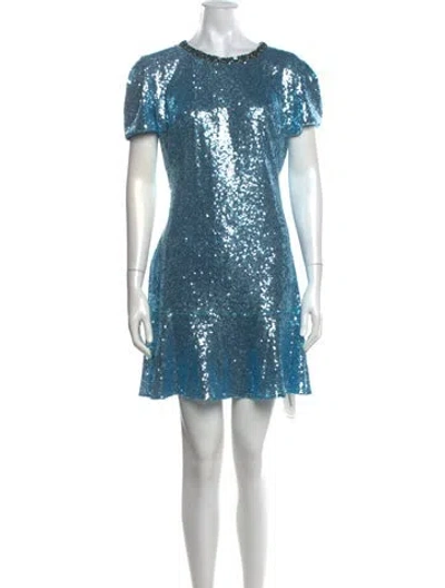 Pre-owned Jenny Packham Sequin Mini Dress In Blue
