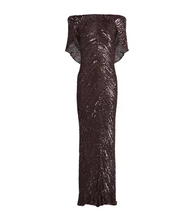 Jenny Packham Sequin Sakari Gown In Brown