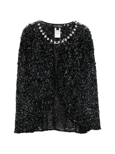 Jenny Packham Sequin-embellished Capelet Jacket In Black
