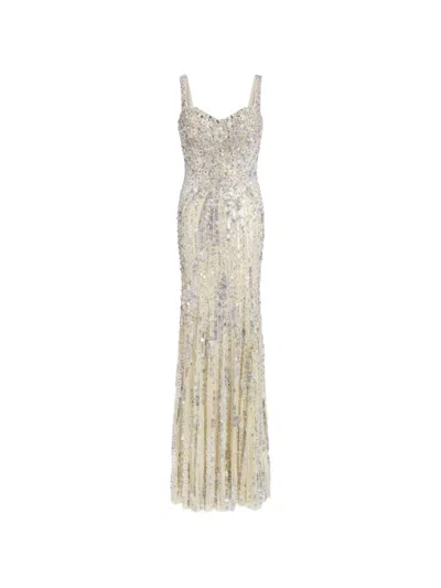 Jenny Packham Sequin-embellished Maxi Dress In Neutral