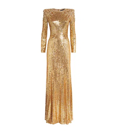 Jenny Packham Sequinned Dulcet Gown In Gold