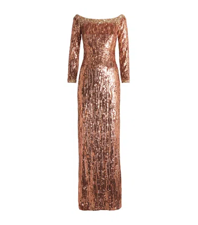 Jenny Packham Sequinned Marnie Gown In Brown