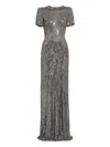 Jenny Packham Serenity Sequin-embellished Gown In Gray