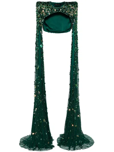 Jenny Packham Sharona Sequinned Cape In Green