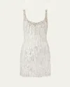 Jenny Packham Shimmer Fringe Crystal Sequined Mini Dress In Ivory