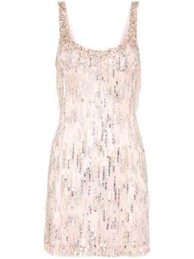 Jenny Packham Shimmer Short Dress In Neutrals