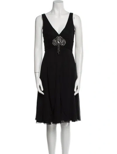 Pre-owned Jenny Packham Silk Knee-length Dress In Black