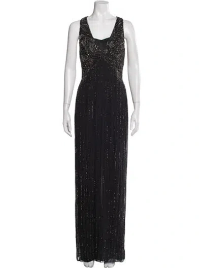 Pre-owned Jenny Packham Silk Long Dress In Black
