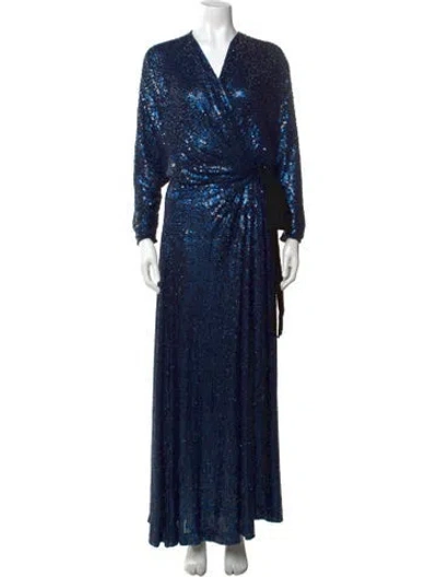 Pre-owned Jenny Packham Silk Long Dress In Blue
