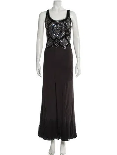 Pre-owned Jenny Packham Silk Long Dress In Brown