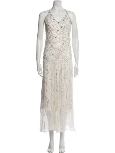 Pre-owned Jenny Packham Silk Long Dress In Neutral