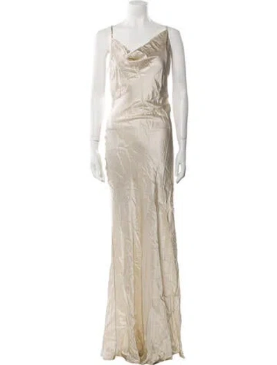 Pre-owned Jenny Packham Silk Long Dress In Neutral
