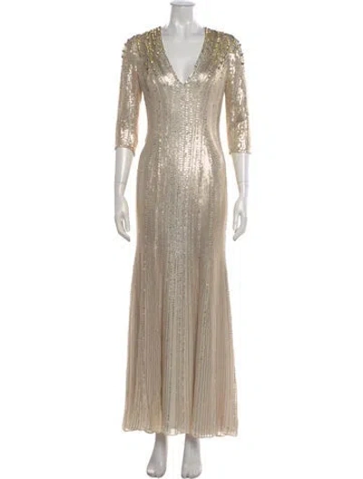 Pre-owned Jenny Packham Silk Long Dress In Neutral