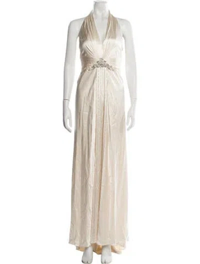 Pre-owned Jenny Packham Silk Long Dress In Neutrals