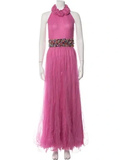 Pre-owned Jenny Packham Silk Long Dress In Pink