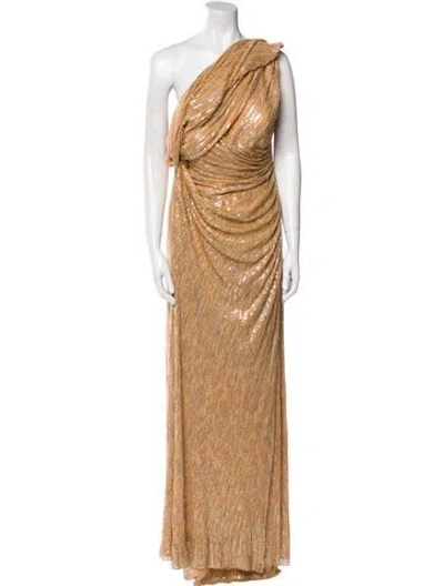 Pre-owned Jenny Packham Silk Long Dress W/ Tags In Neutral