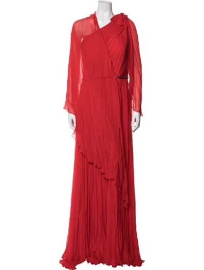 Pre-owned Jenny Packham Silk Long Dress W/ Tags In Red