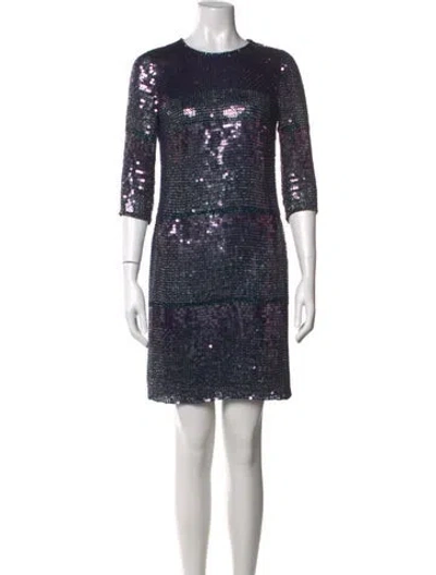 Pre-owned Jenny Packham Silk Mini Dress In Blue/metallic