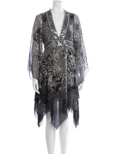 Pre-owned Jenny Packham Silk Mini Dress In Gray