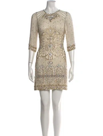 Pre-owned Jenny Packham Silk Mini Dress In Neutral