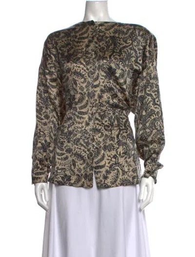 Pre-owned Jenny Packham Silk Paisley Print Blouse In Neutrals
