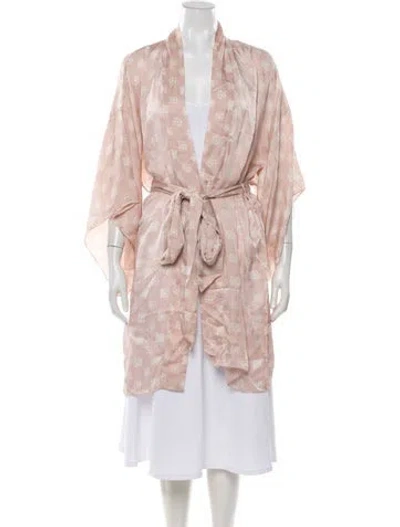 Pre-owned Jenny Packham Silk Printed Robe In Pink