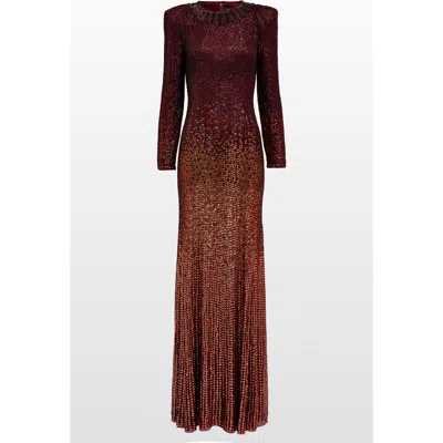 Jenny Packham Sisi Sequin-embellished Puff-sleeve Gown In Red