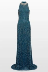 Jenny Packham Sisley High-neck Embellished Maxi Dress In Blue
