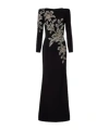 Jenny Packham Slipper Orchid Floral-embellished Maxi Dress In Black