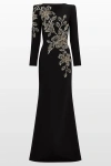 Jenny Packham Slipper Orchid Floral-embellished Maxi Dress In Black