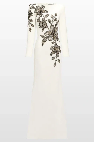 Jenny Packham Slipper Orchid Floral-embellished Maxi Dress In White