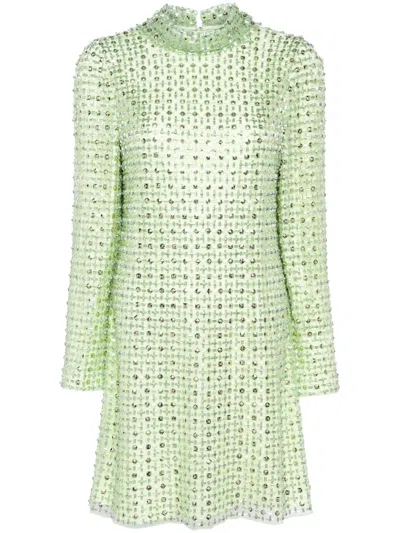 Jenny Packham Crystal-embellished Mini Dress In Green