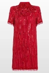 Jenny Packham Snapdragon Sequin-embellished Mini Dress In Red