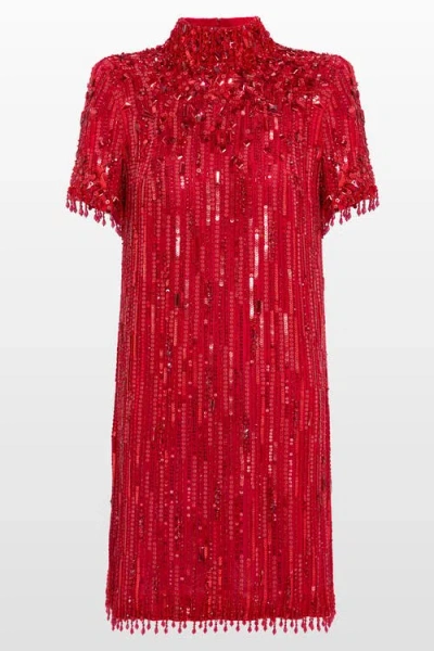 Jenny Packham Snapdragon Sequin-embellished Mini Dress In Red