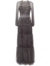 Jenny Packham Solar Abendkleid Mit Kristallen In Grau