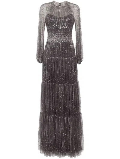 Jenny Packham Solar Abendkleid Mit Kristallen In Grau