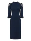 Jenny Packham Stella Star-embellished Mock-neck Midi Dress In Blue