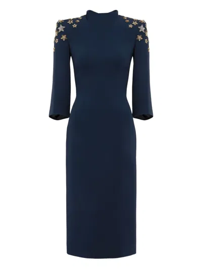 JENNY PACKHAM STAR-EMBELLISHED MOCK-NECK MIDI DRESS
