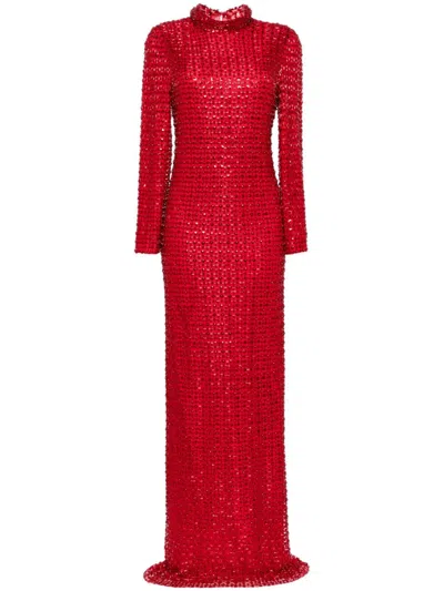 Jenny Packham Star Gazer Crystal-embellished Gown In Red