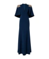 Jenny Packham Star Shower Rhinestone-embellished Maxi Dress In Blue