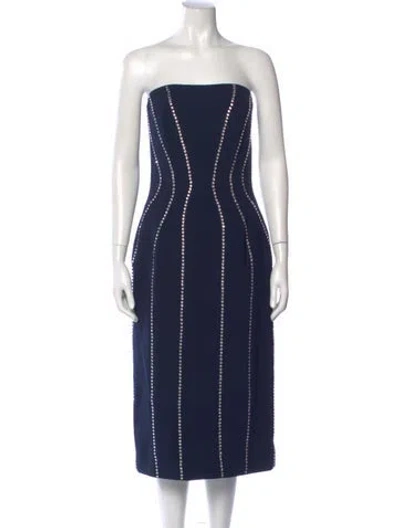 Pre-owned Jenny Packham Strapless Knee-length Dress In Blue