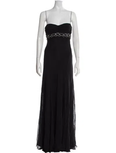 Pre-owned Jenny Packham Strapless Long Dress In Black