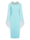 Jenny Packham Charma Crystal-neck Flare-sleeve Gown