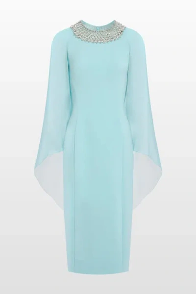 Jenny Packham Sunbeam Beaded Midi Dress In Blue