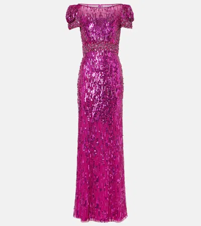 Jenny Packham Sungem Embellished Gown In Pink