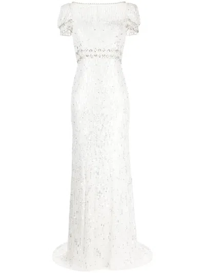 Jenny Packham Kira Sequin-embellished Dress In Neutrals
