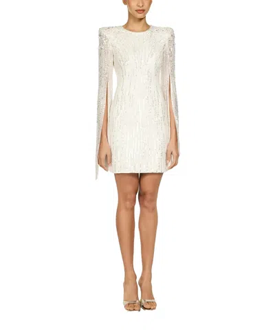 Jenny Packham Sweet Magic Embellished Sleeve Dress In White