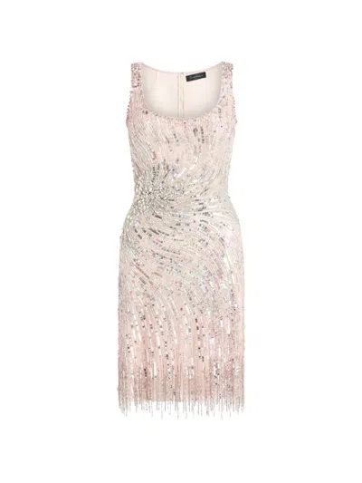 Jenny Packham Swirly Sequin-embellished Mini Dress In Pink
